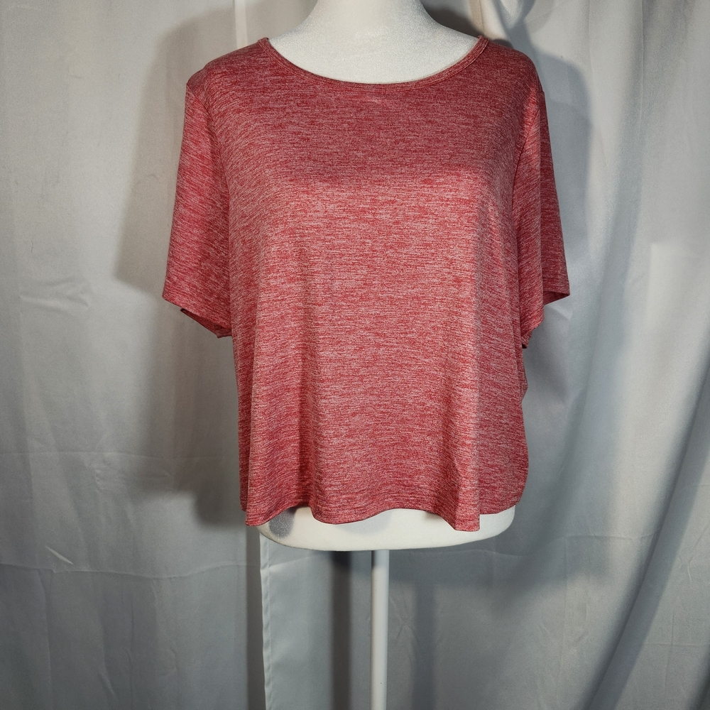 Fabletics Red Heathered Short Sleeve Tee